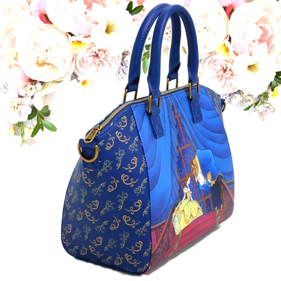 NWT Loungefly Disney Beauty & The Beast Satchel Bag, Wallet & CHARM - Picture 2 of 14